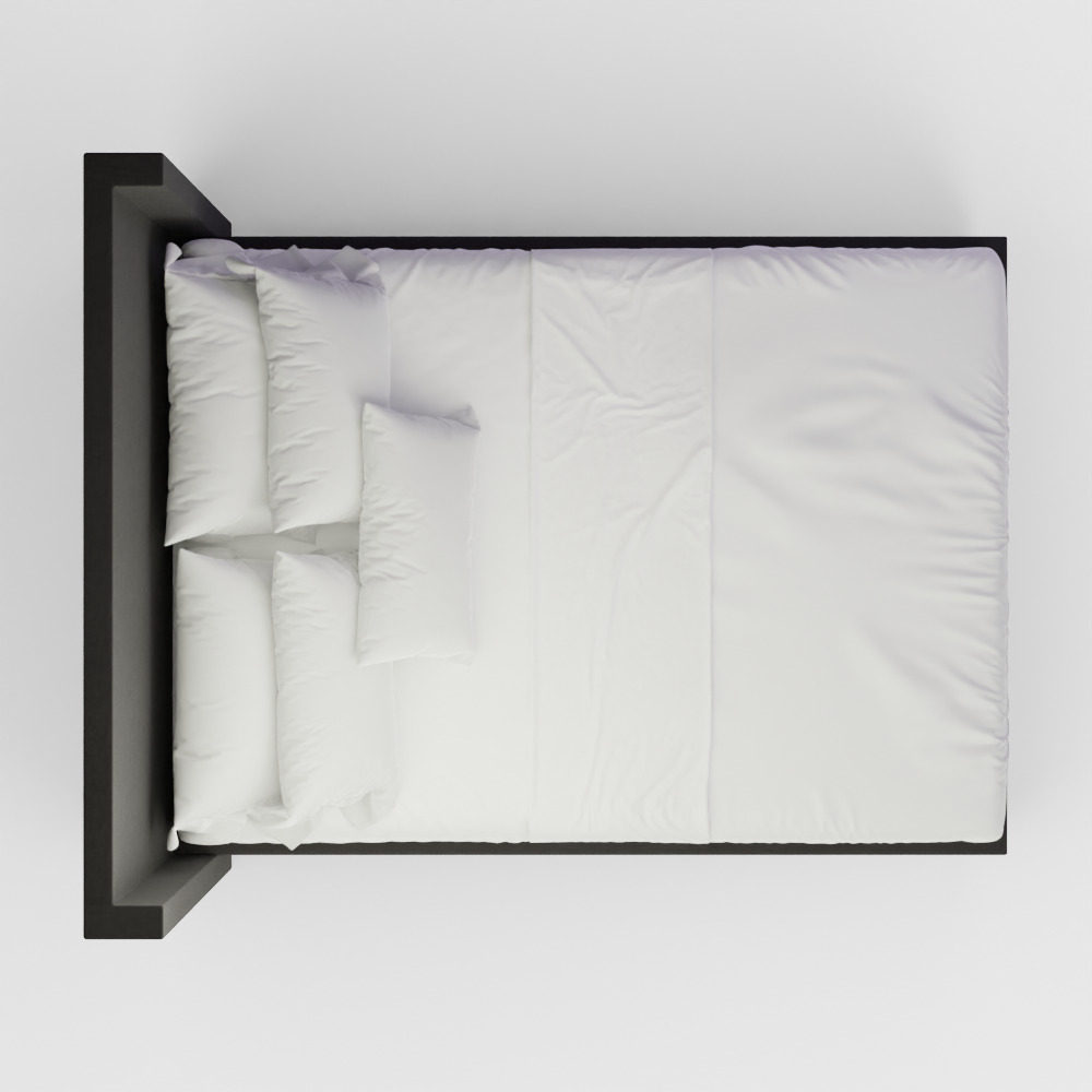 Modern Wingback Bed 3D model_12