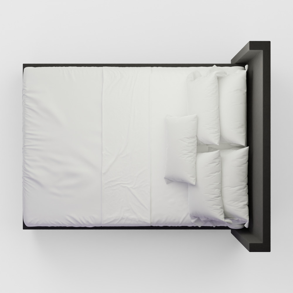 Modern Wingback Bed 3D model_14