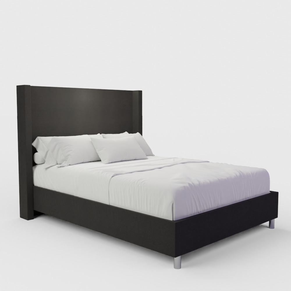 Modern Wingback Bed 3D model_3