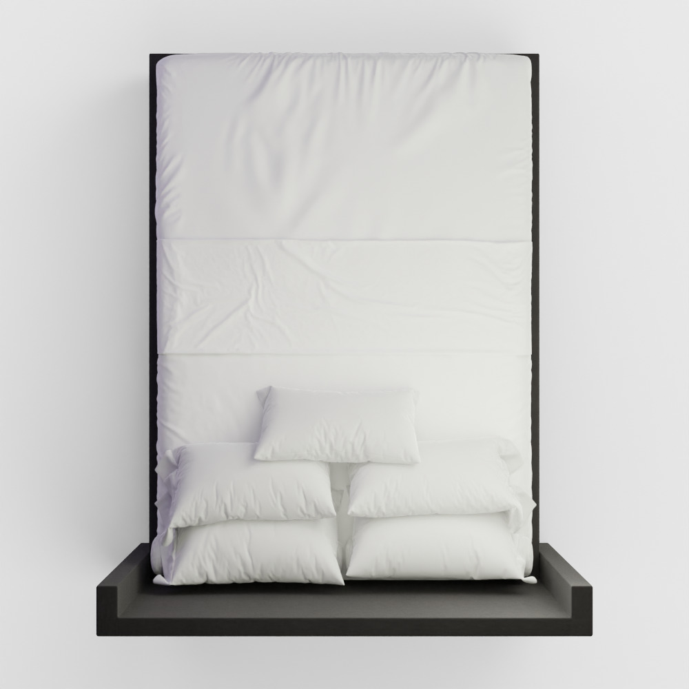 Modern Wingback Bed 3D model_13
