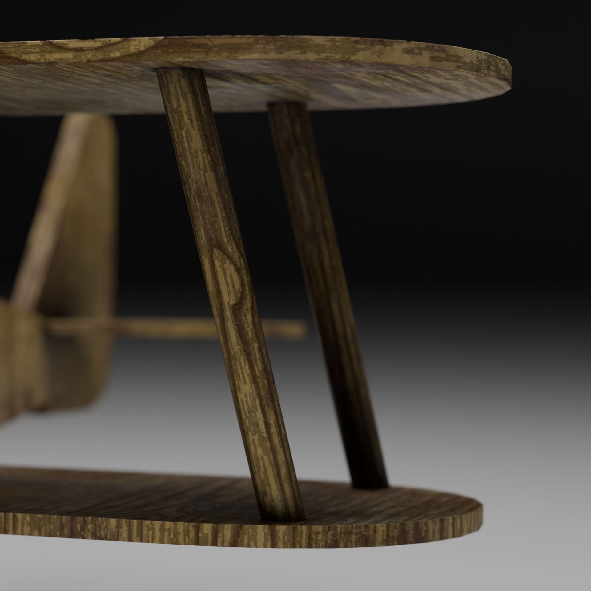 Wooden Plane Low-poly 3D model_5