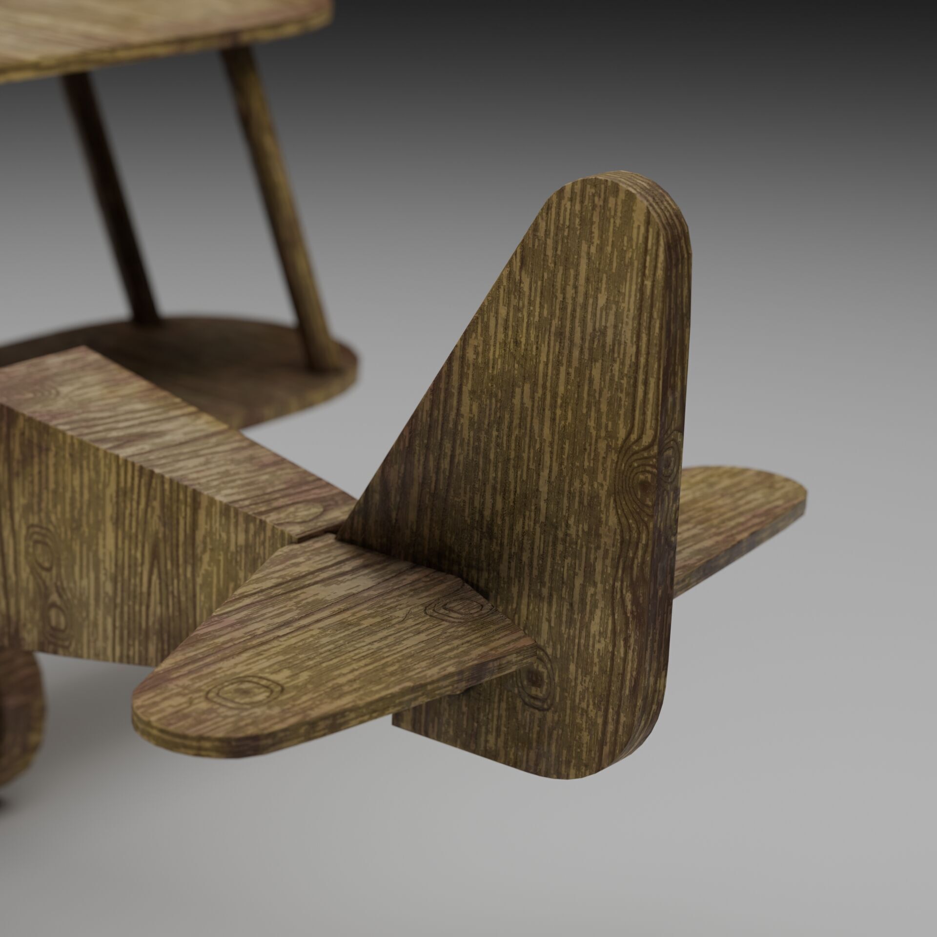Wooden Plane Low-poly 3D model_2