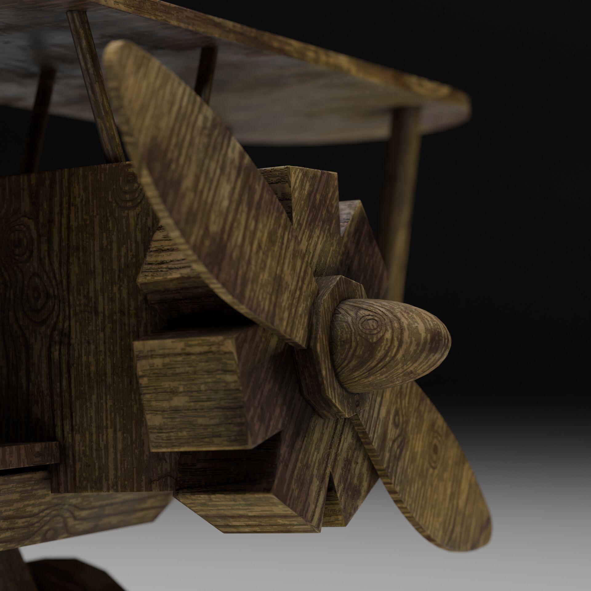 Wooden Plane Low-poly 3D model_4