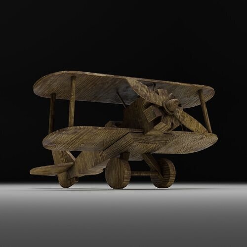 Wooden Plane Low-poly 3D model
