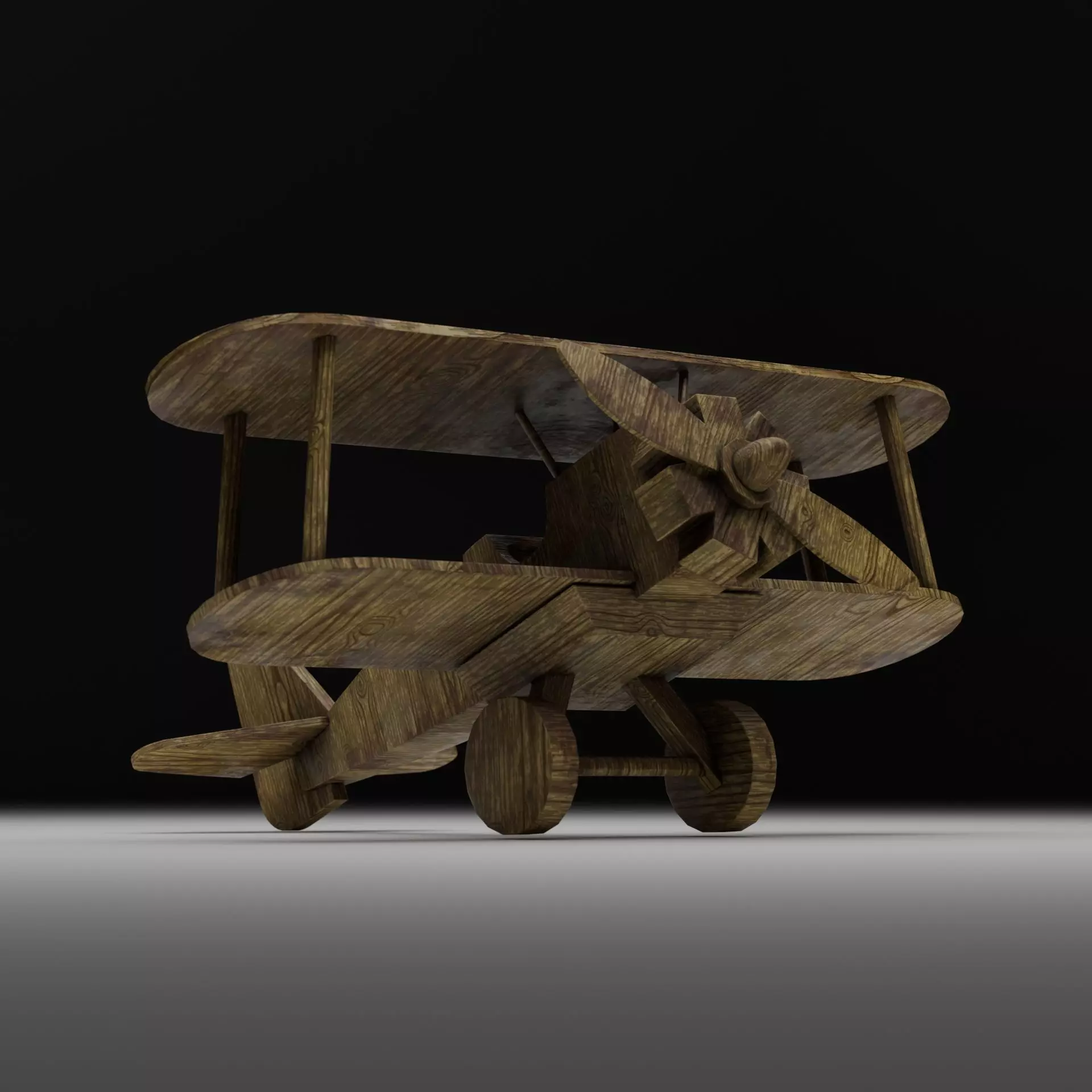Wooden Plane Low-poly 3D model_0