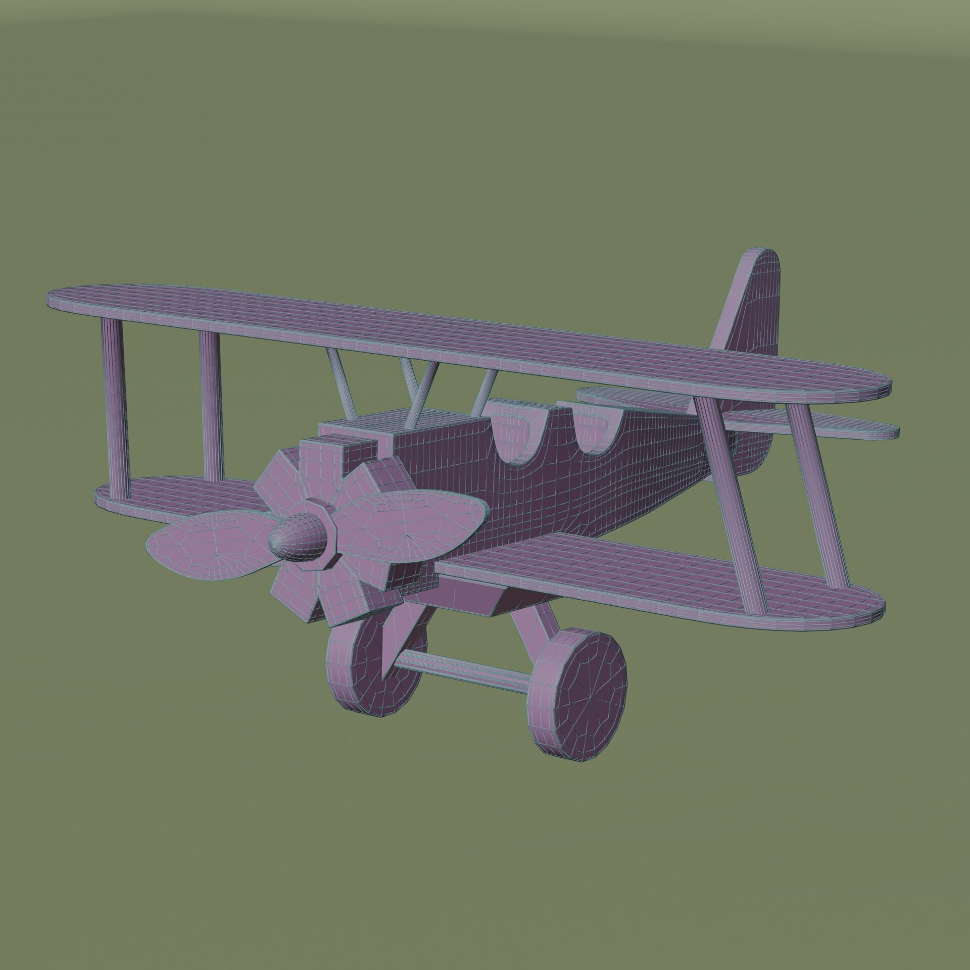 Wooden Plane Low-poly 3D model_8