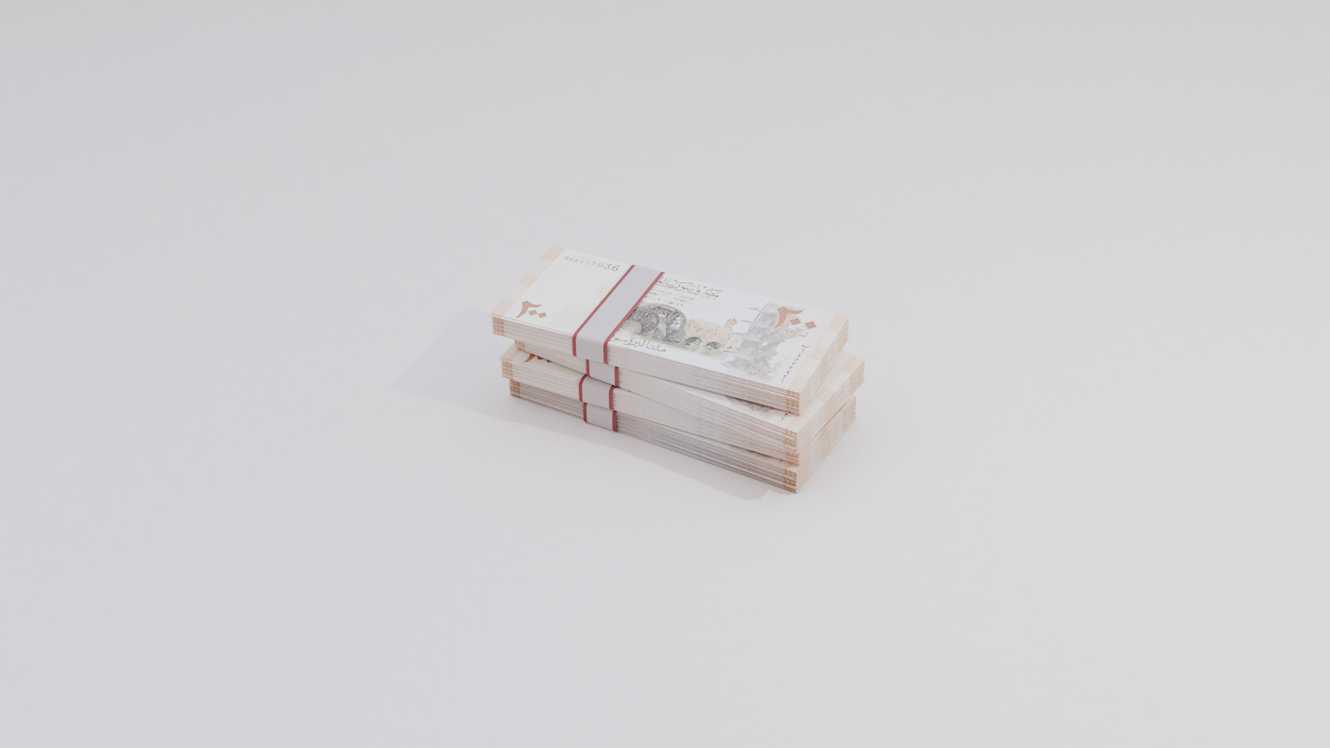 200 Syria Syrian Pound Currency Low-poly 3D model_4