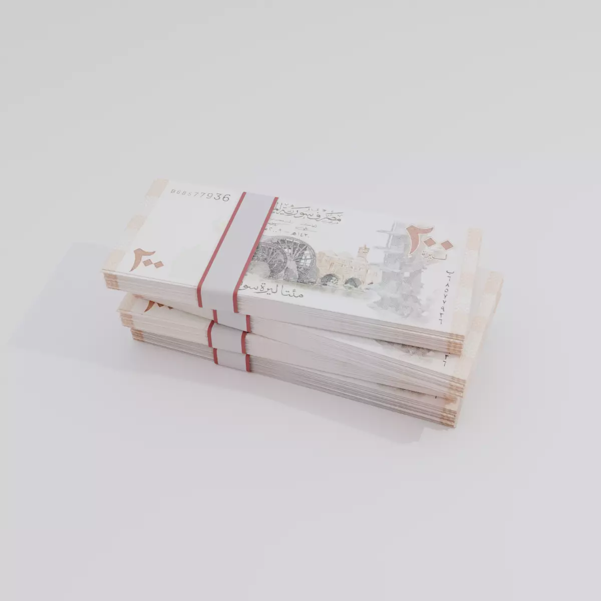 200 Syria Syrian Pound Currency Low-poly 3D model_0