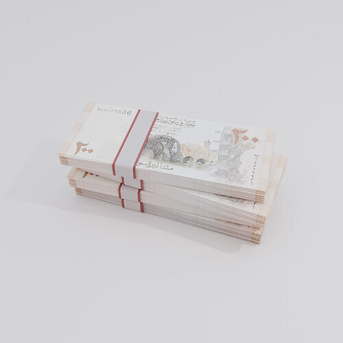 200 Syria Syrian Pound Currency Low-poly 3D model