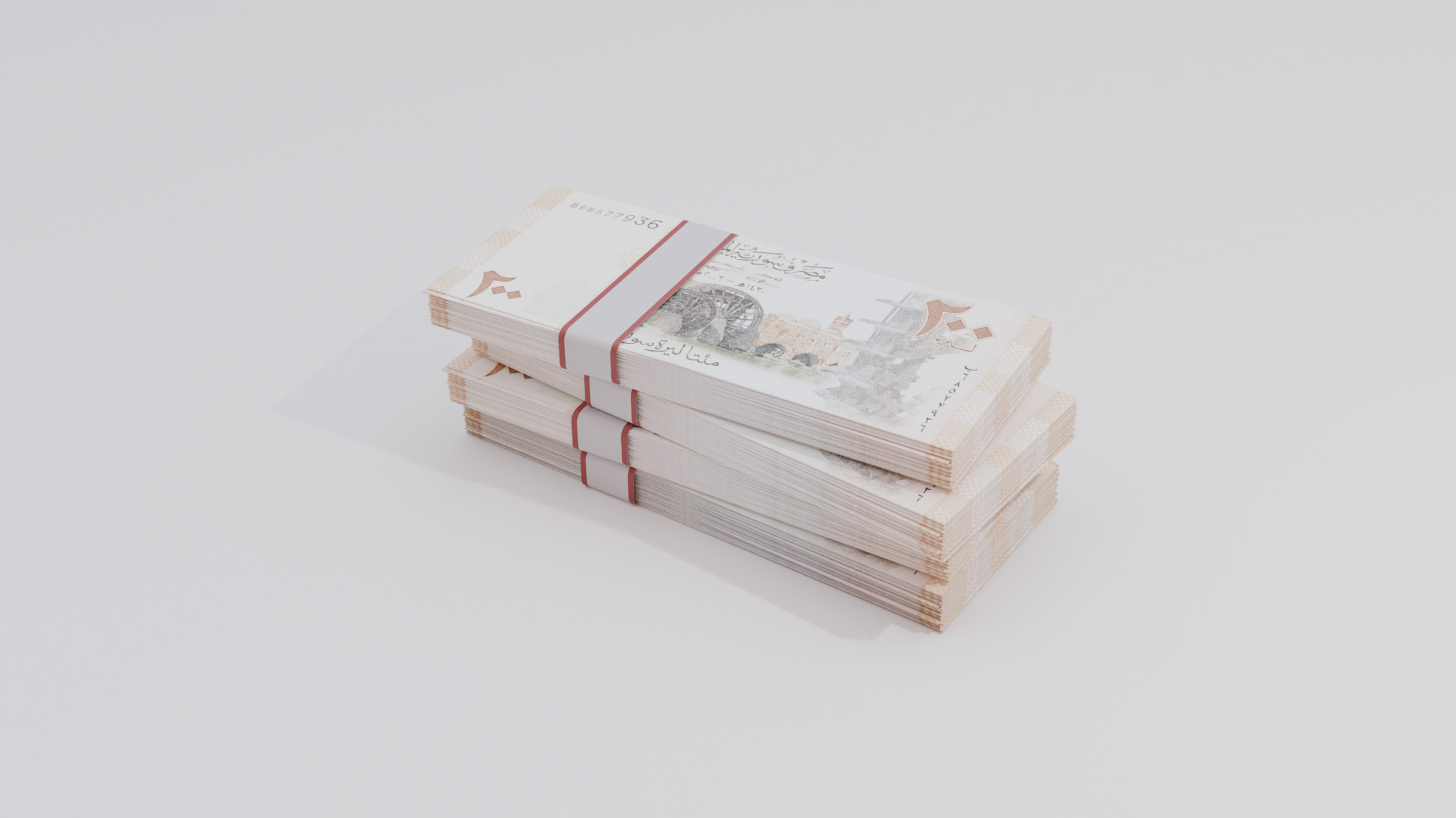 200 Syria Syrian Pound Currency Low-poly 3D model_1