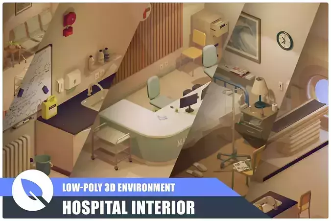 Hospital Interior - Low-Poly 3D Environment Assets Low-poly 3D model