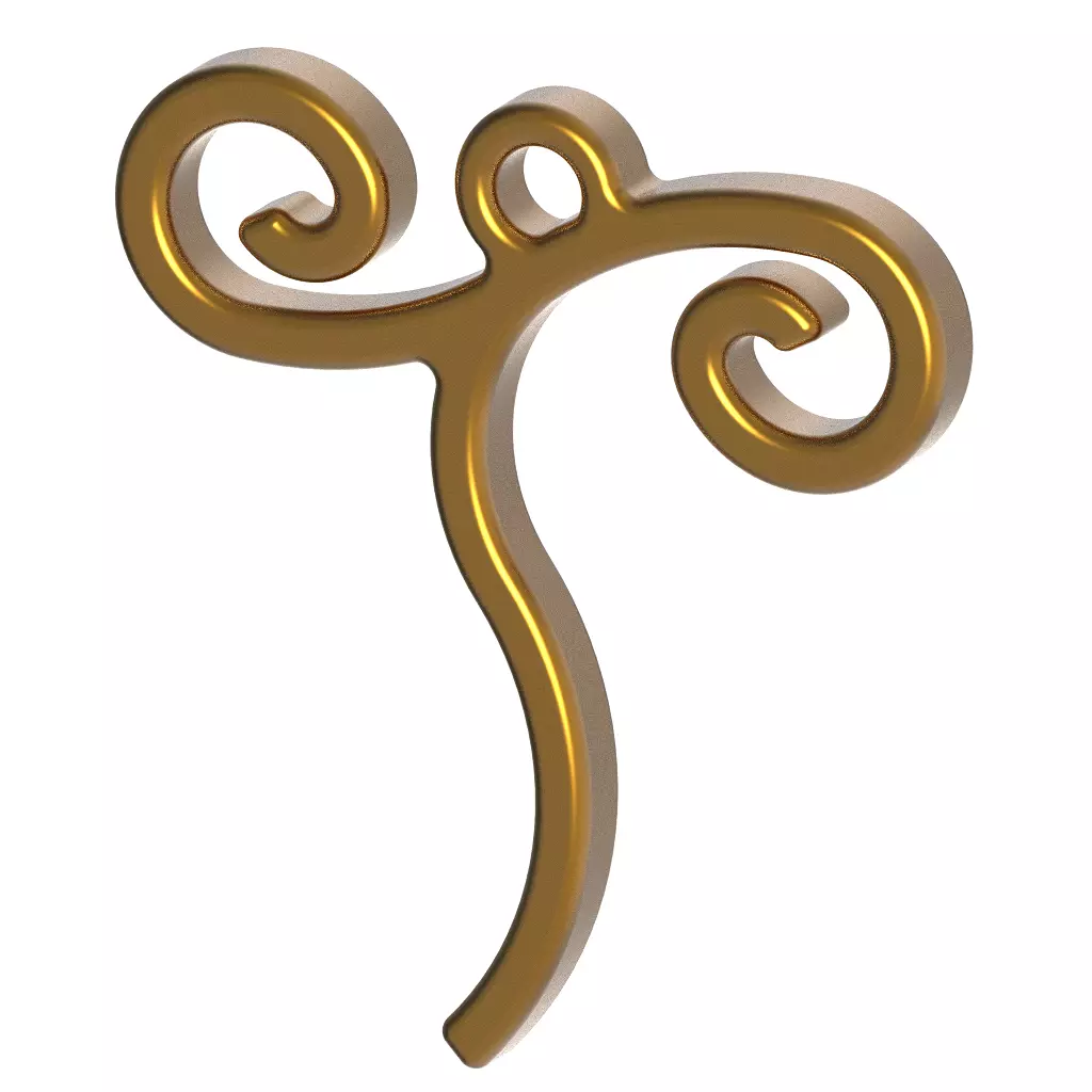 Stylish Pendant Letter T 3D print model_0