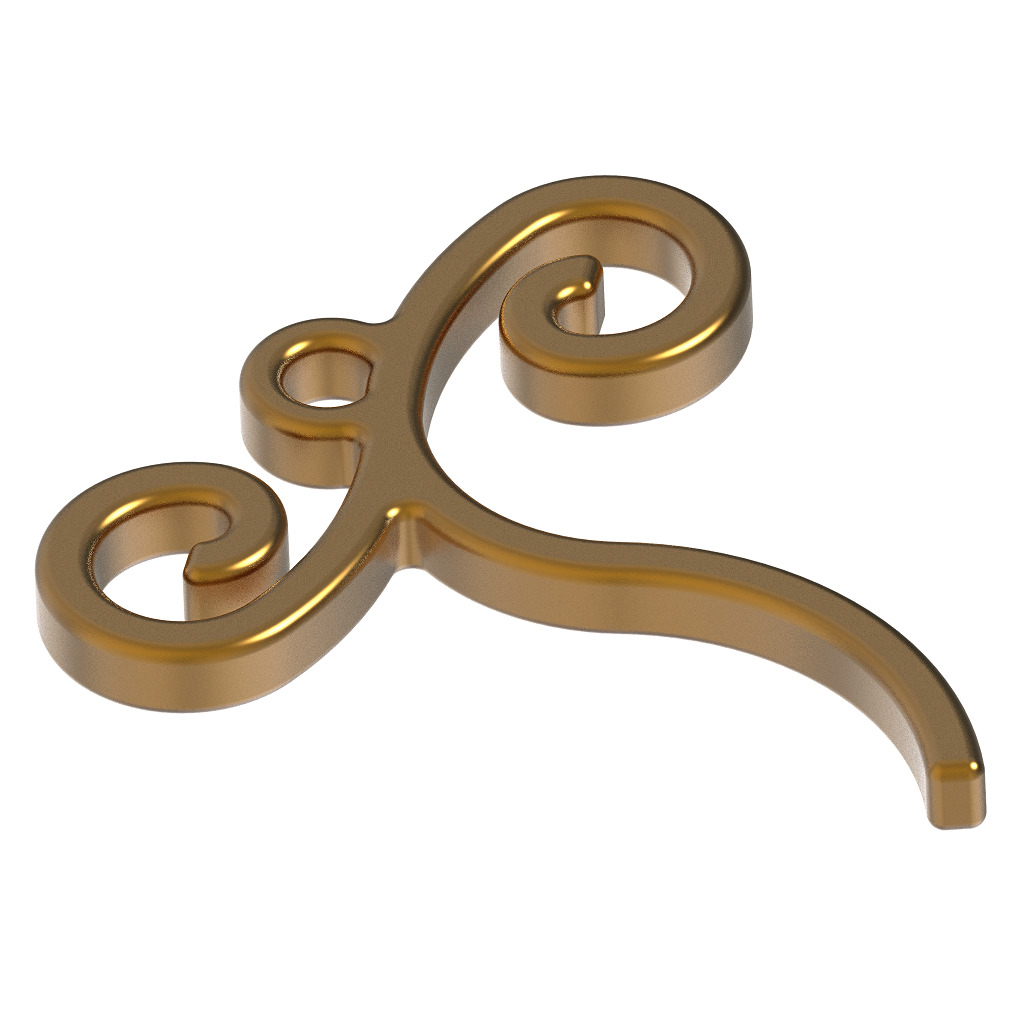 Stylish Pendant Letter T 3D print model_3