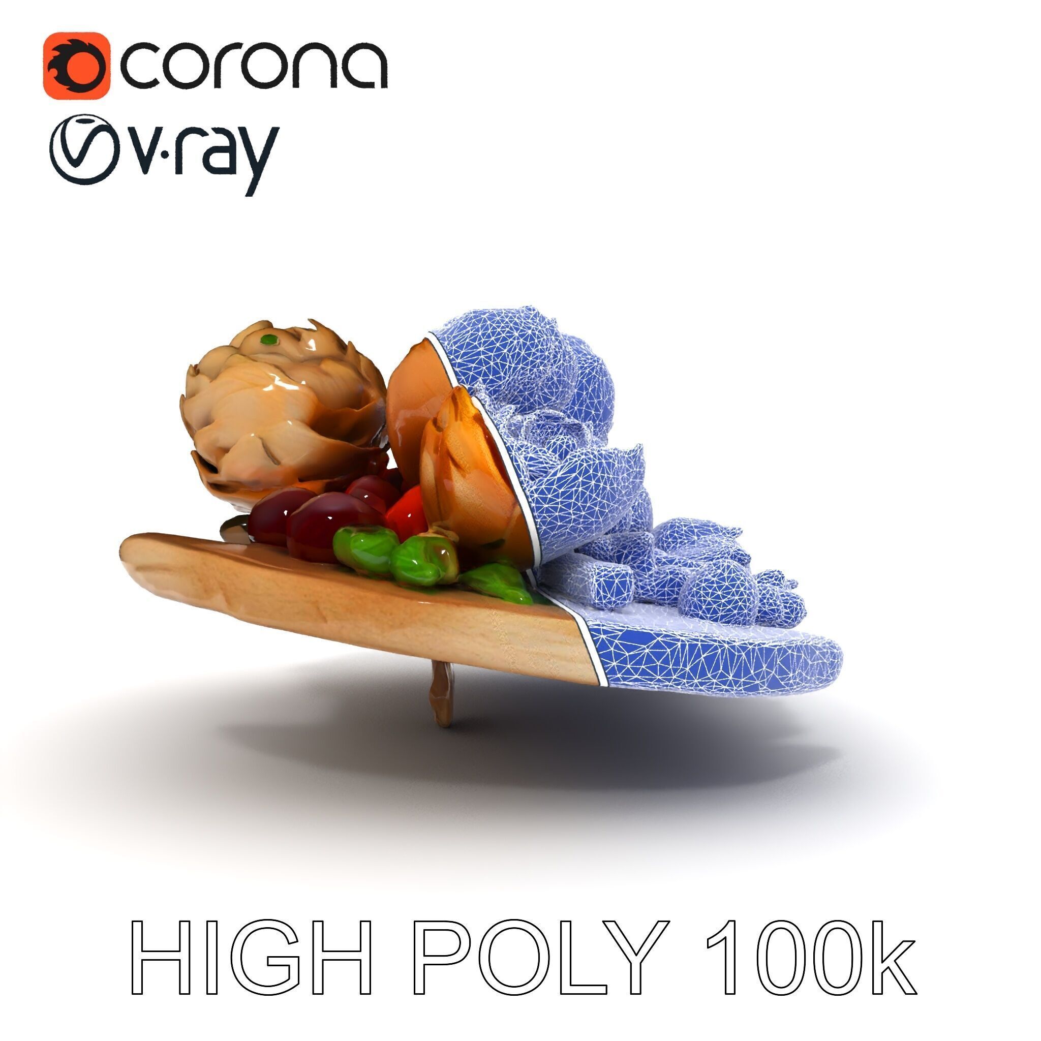 Gourmet Appetizer Platter D Model Pack Low-poly 3D model_9