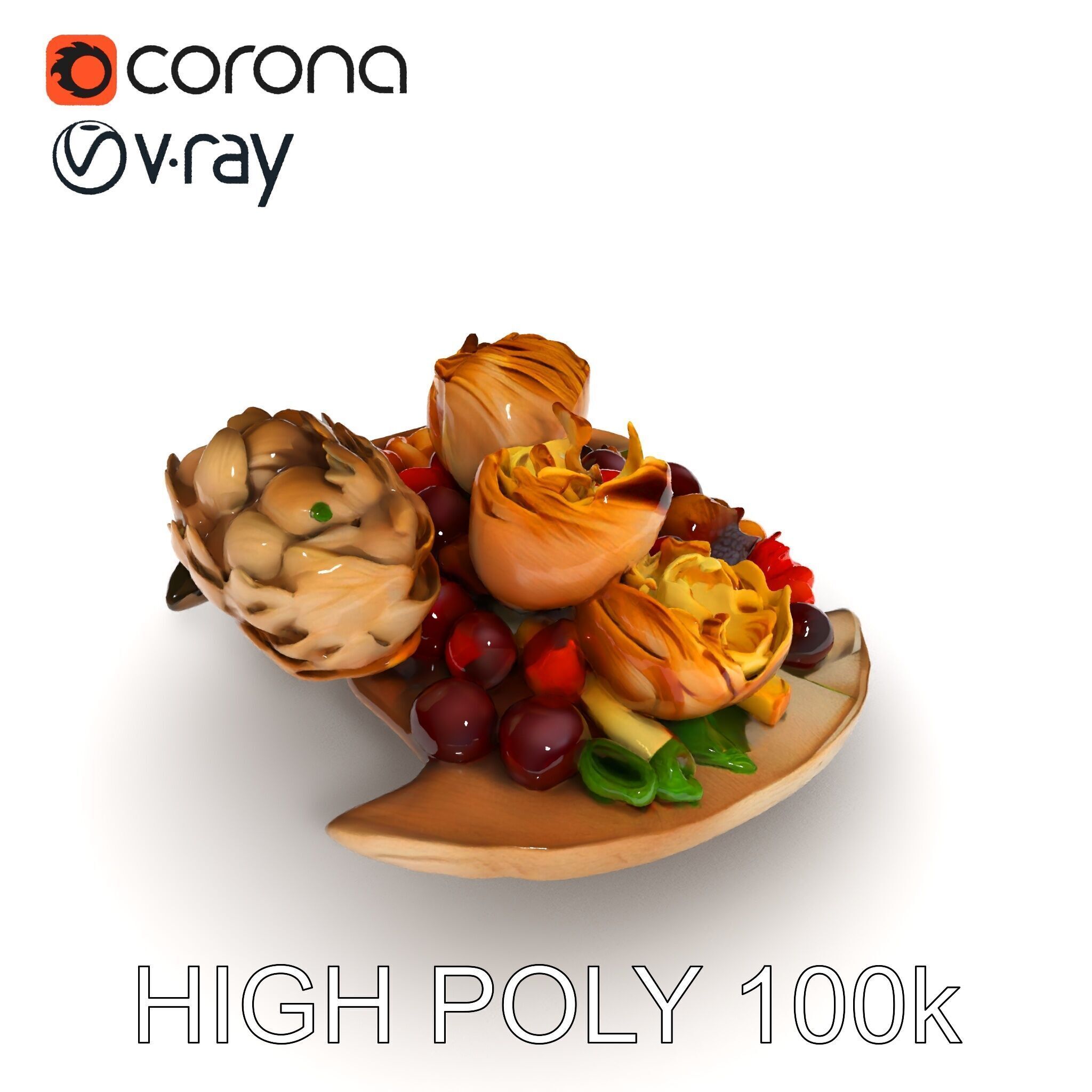Gourmet Appetizer Platter D Model Pack Low-poly 3D model_11