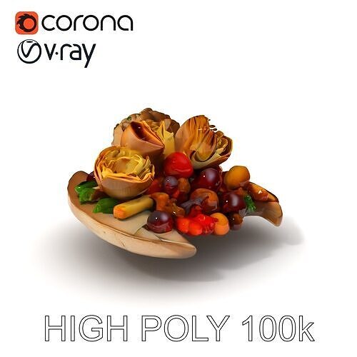 Gourmet Appetizer Platter D Model Pack Low-poly 3D model 3
