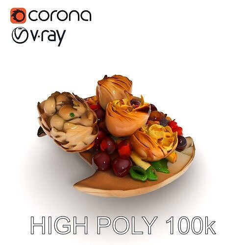 Gourmet Appetizer Platter D Model Pack Low-poly 3D model 6