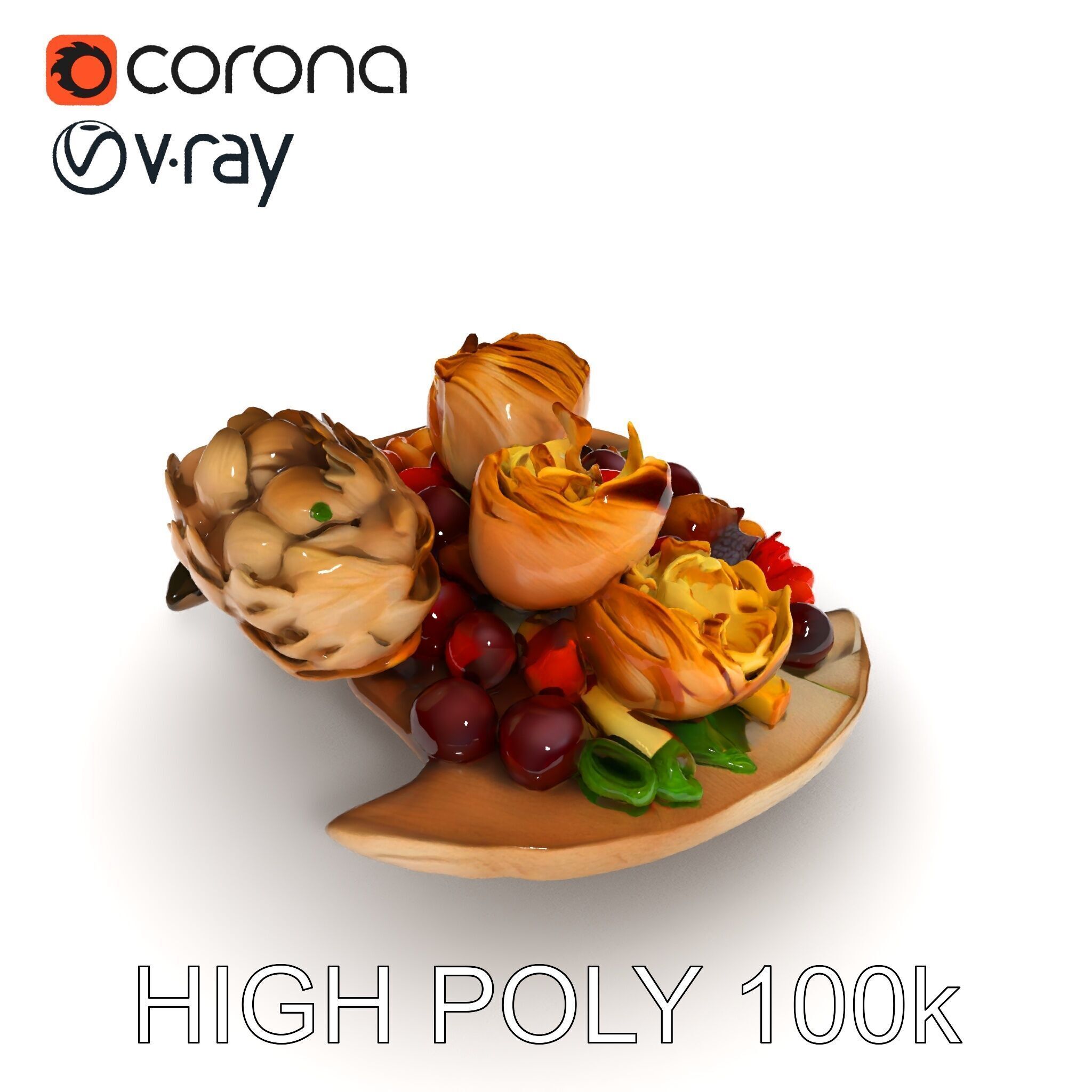 Gourmet Appetizer Platter D Model Pack Low-poly 3D model_25