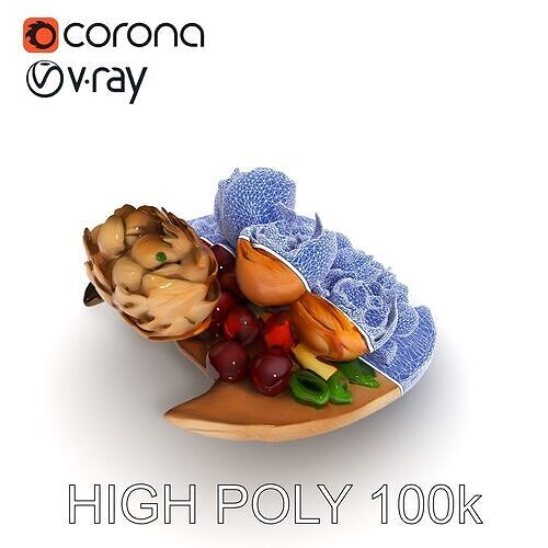 Gourmet Appetizer Platter D Model Pack Low-poly 3D model 7