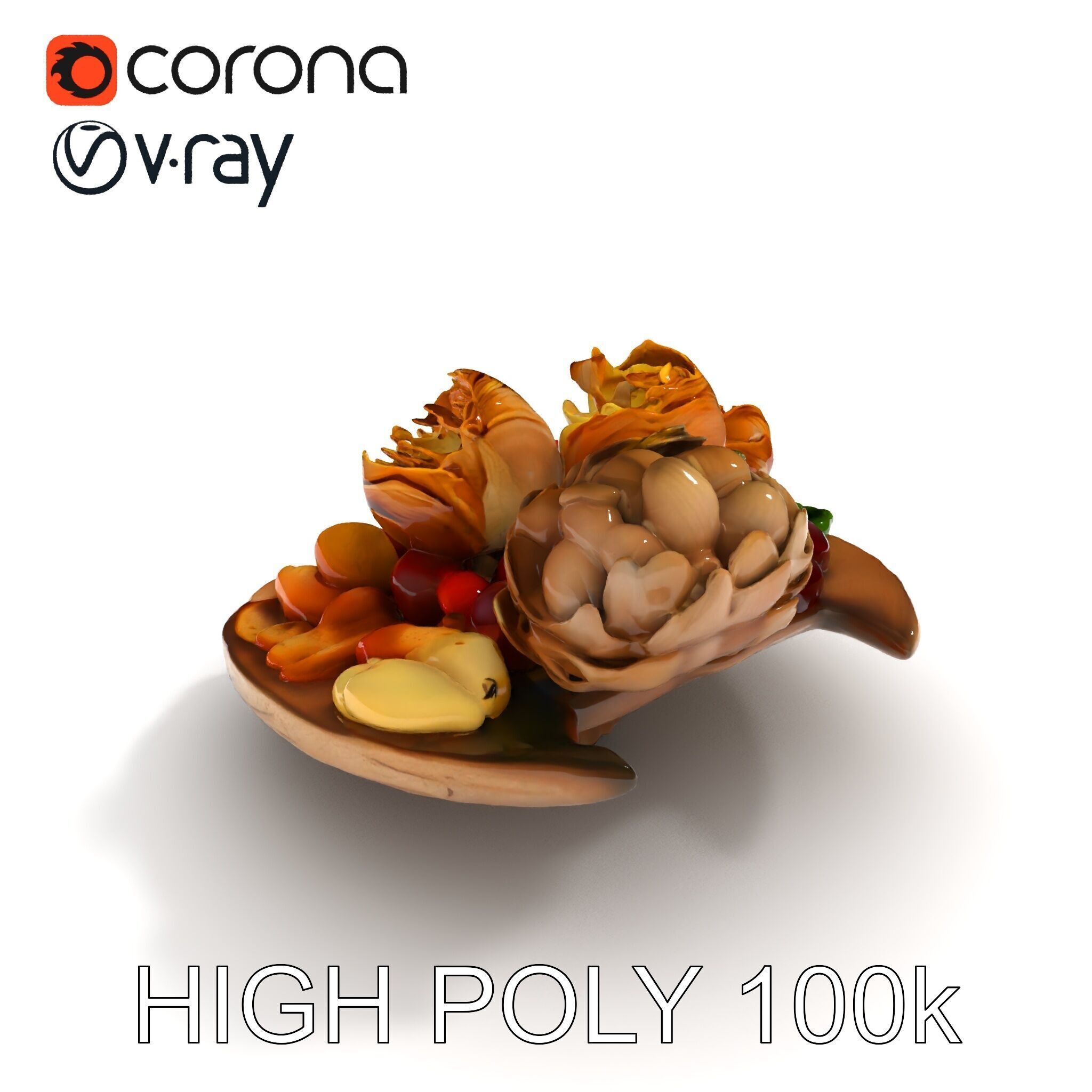 Gourmet Appetizer Platter D Model Pack Low-poly 3D model_29