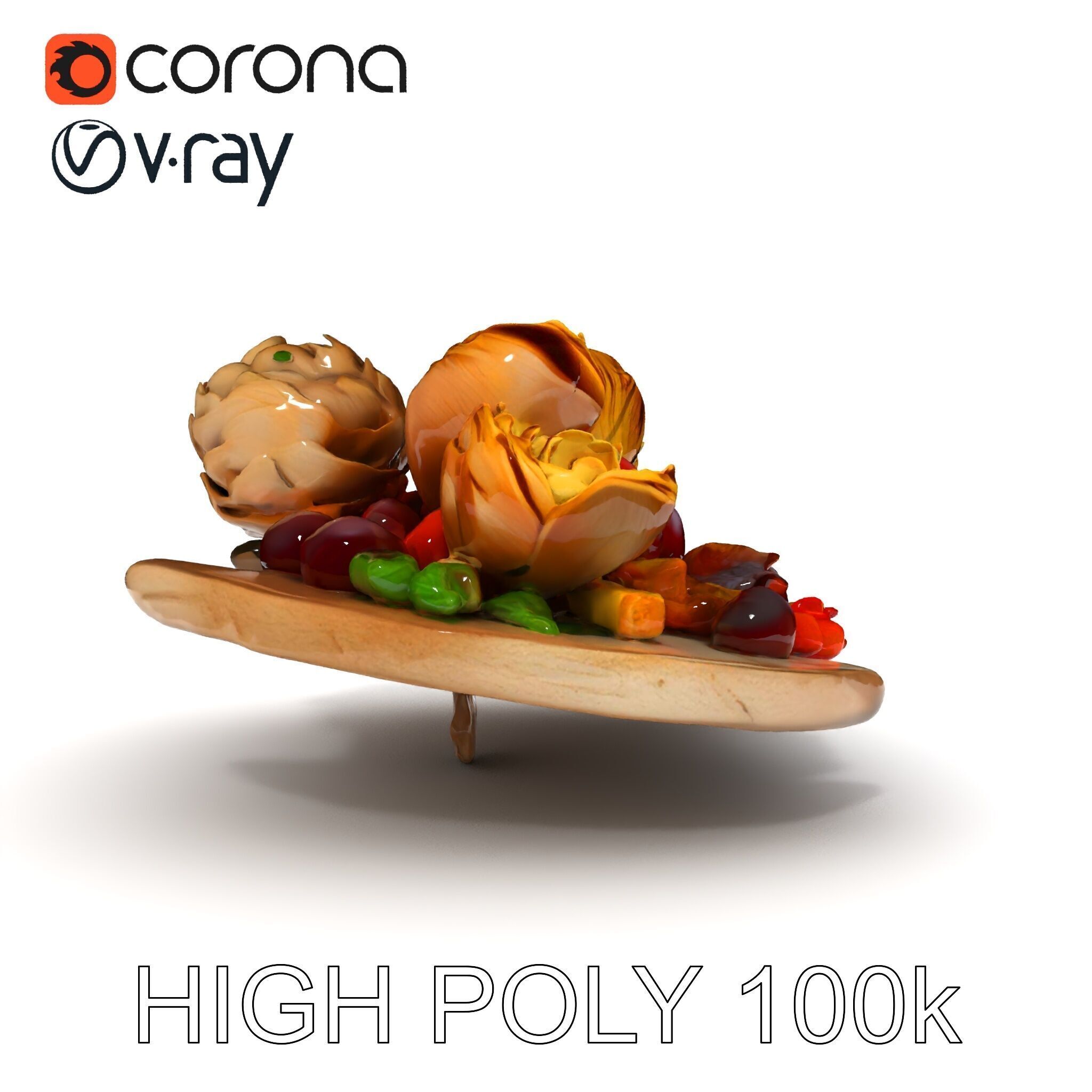 Gourmet Appetizer Platter D Model Pack Low-poly 3D model_14