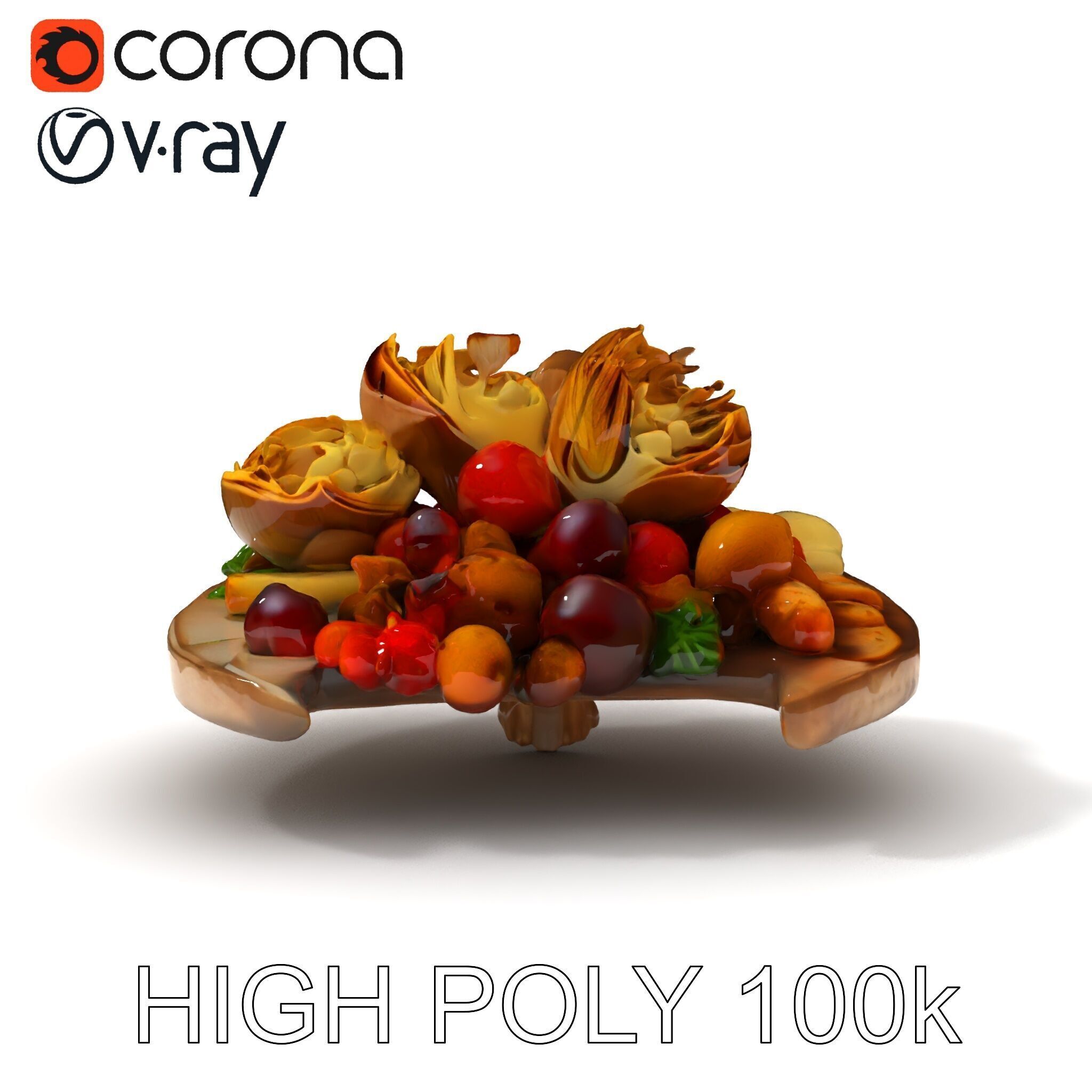 Gourmet Appetizer Platter D Model Pack Low-poly 3D model_12