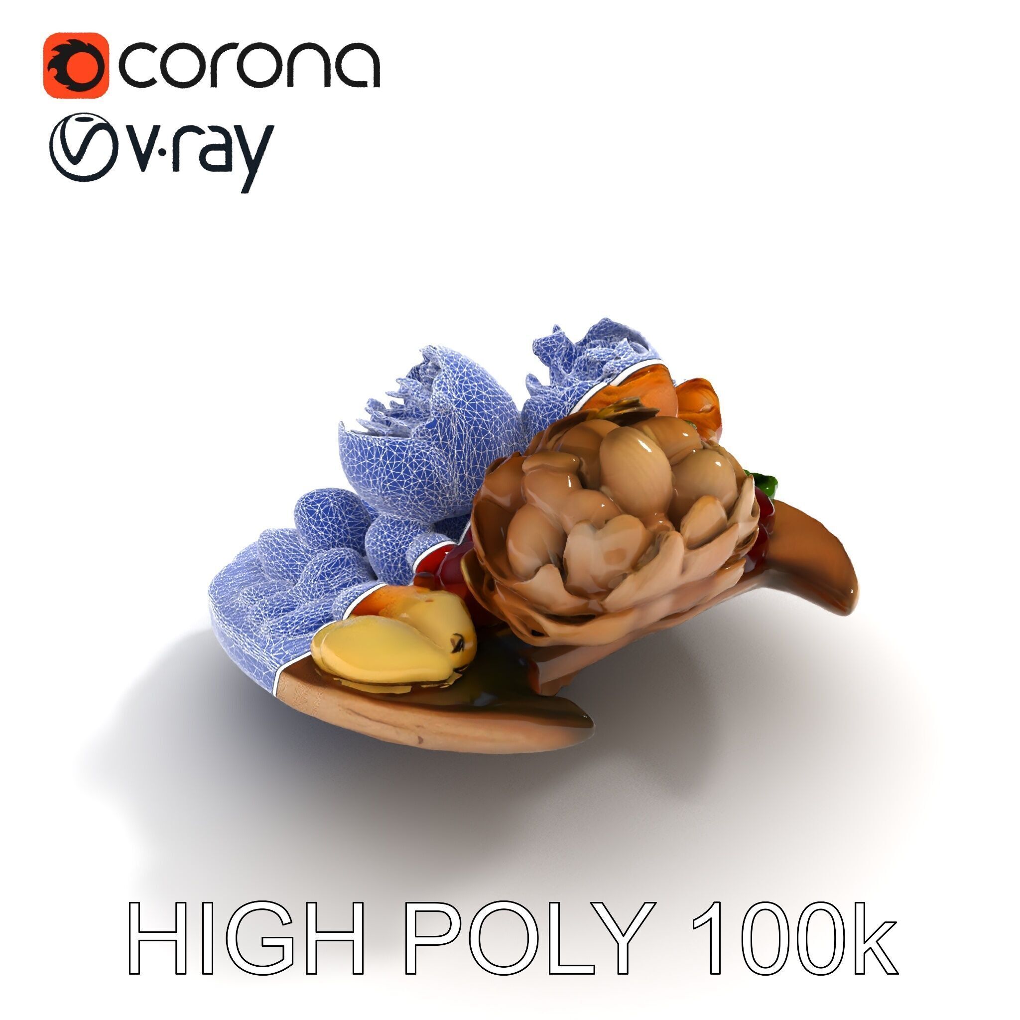 Gourmet Appetizer Platter D Model Pack Low-poly 3D model_34