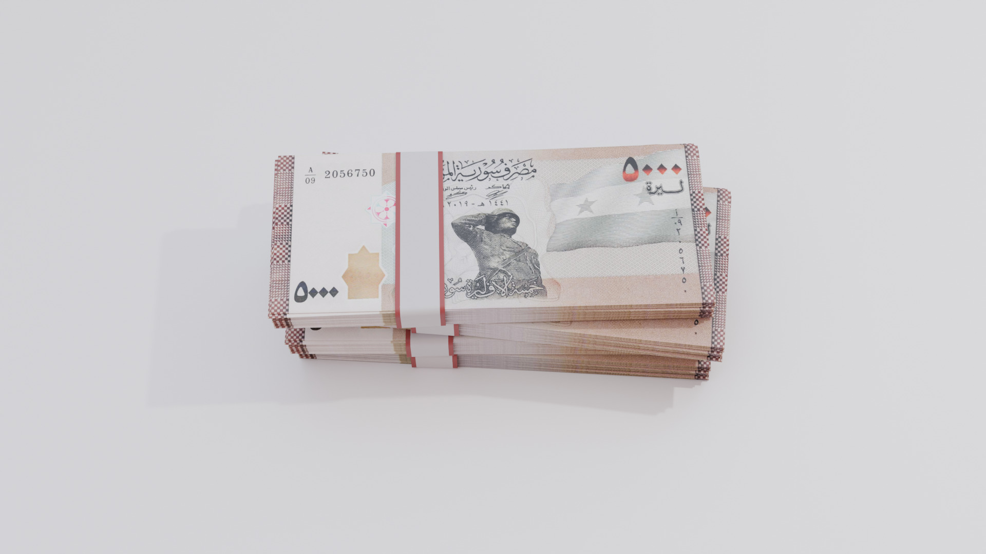 5000 Syria Syrian Pound Currency Low-poly 3D model_3