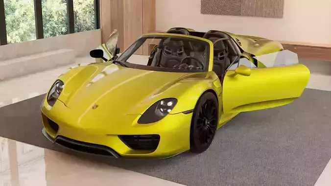 Porsche 918 Spyder 3D Model Detachable Roof - Highly Detailed Low-poly 3D model