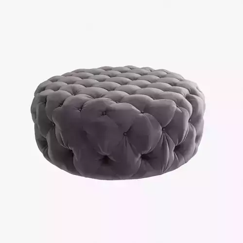 Custom made round ottoman in violet textile