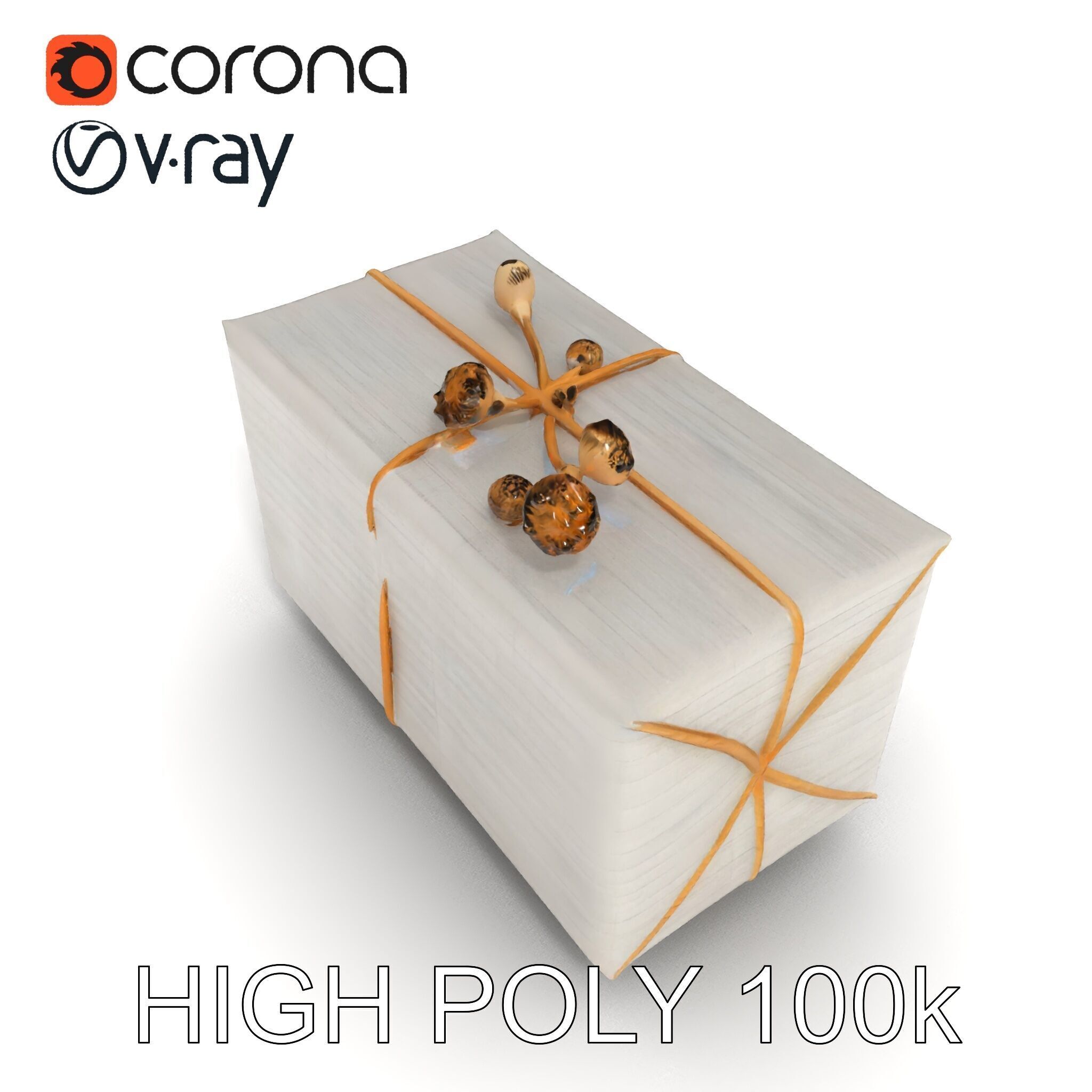 Elegant Gift Box Model Pack with Detailed Decoration Low-poly 3D model_16