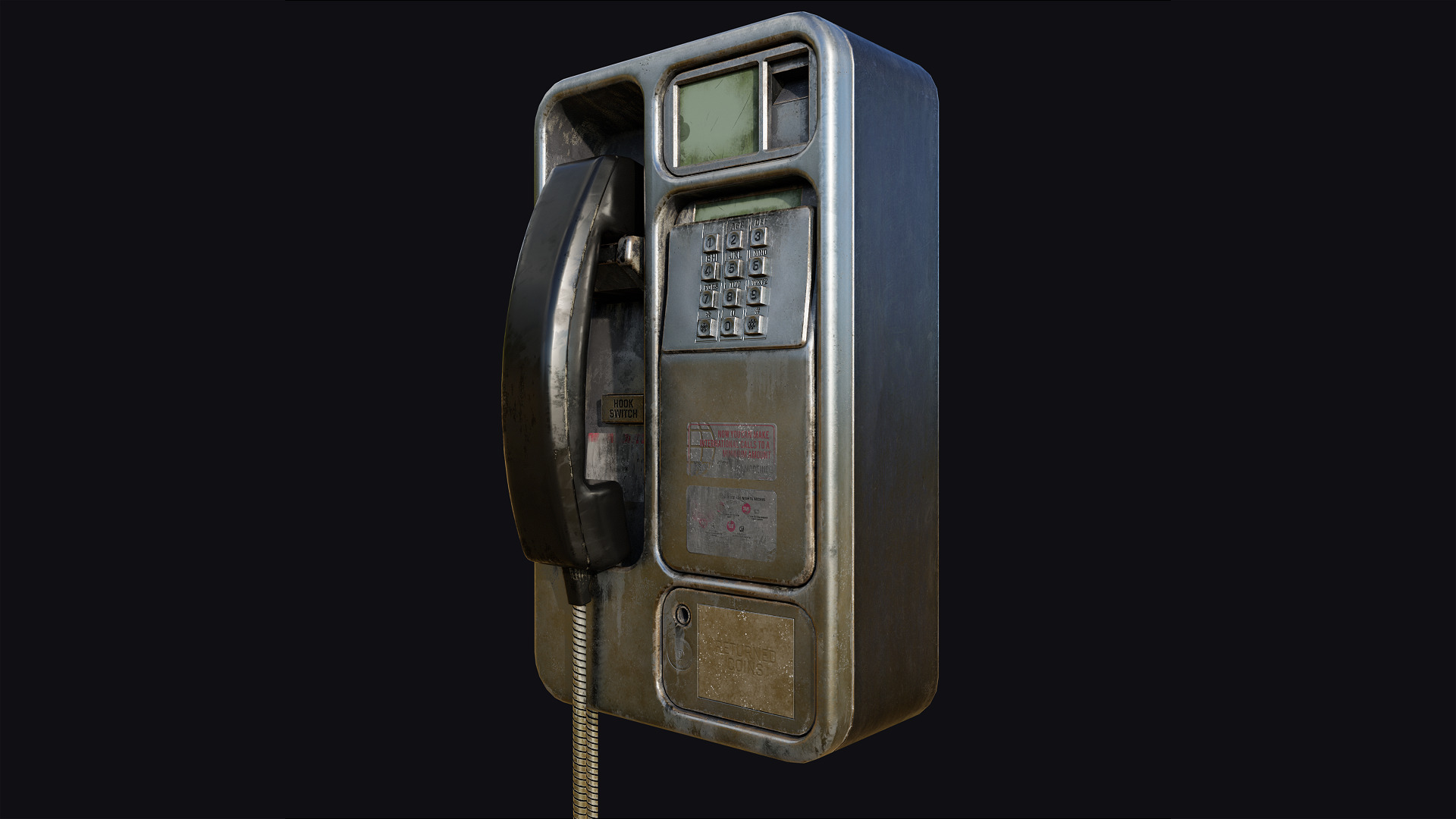 Realistic Payphone V2 Low-poly 3D model_4