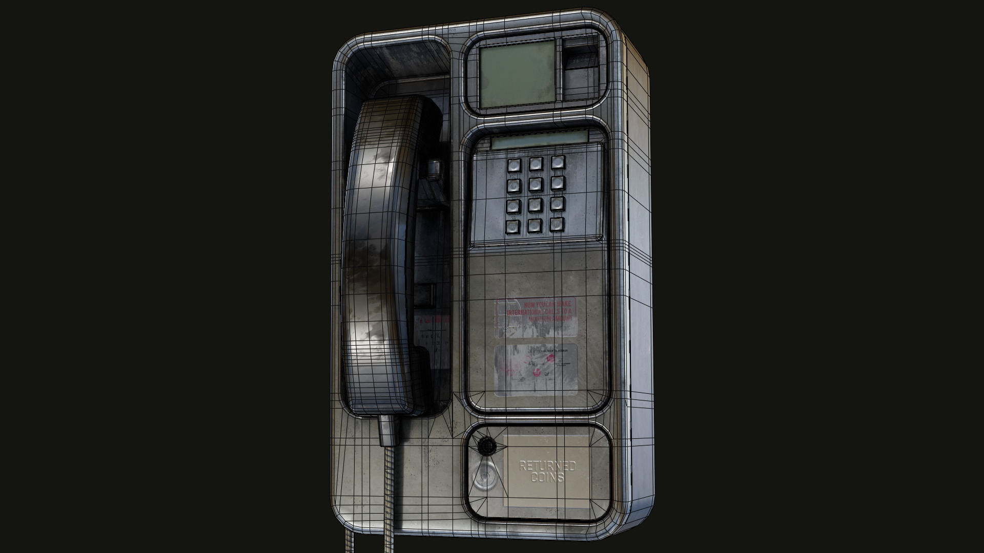 Realistic Payphone V2 Low-poly 3D model_8