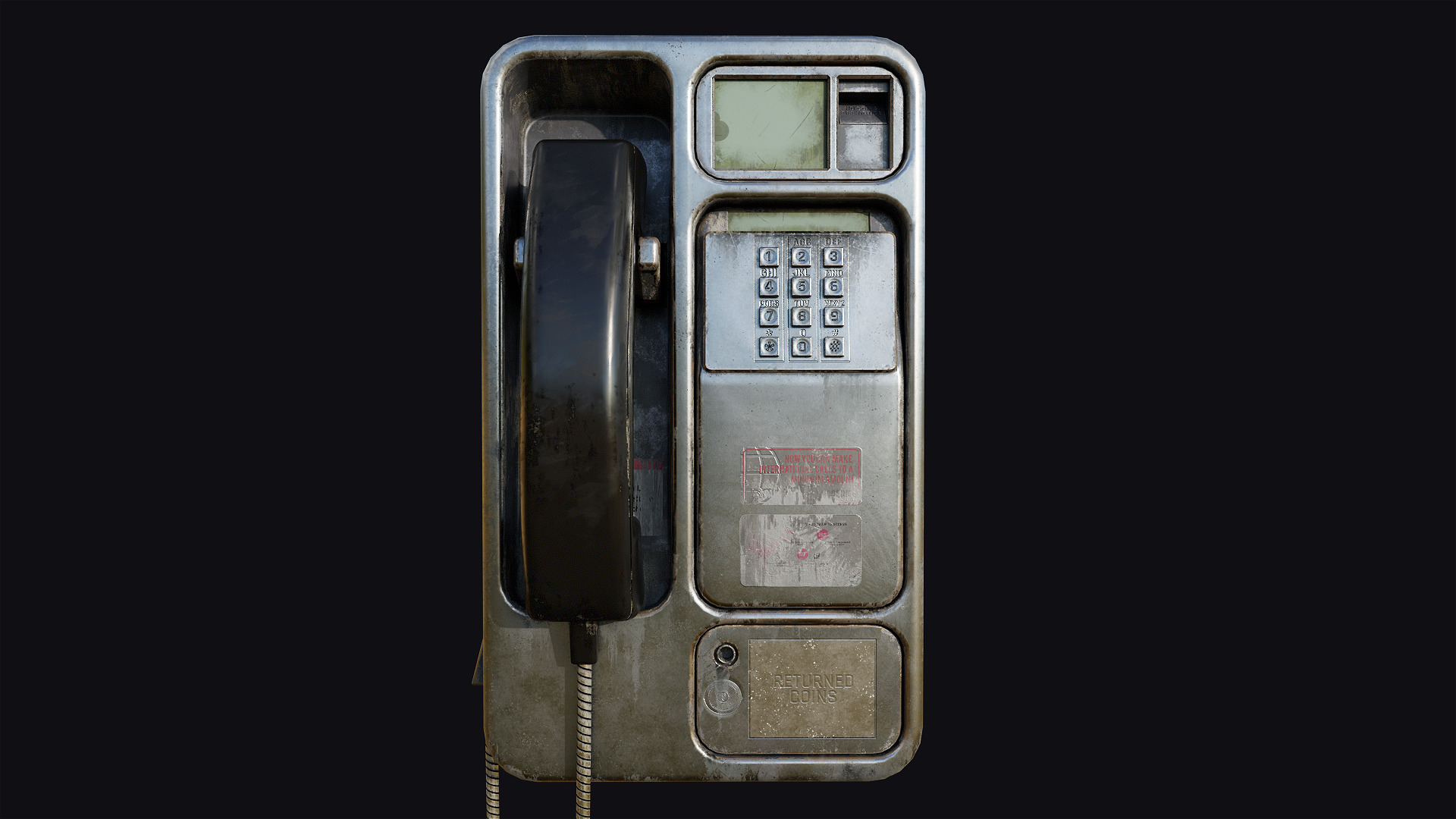 Realistic Payphone V2 Low-poly 3D model_1