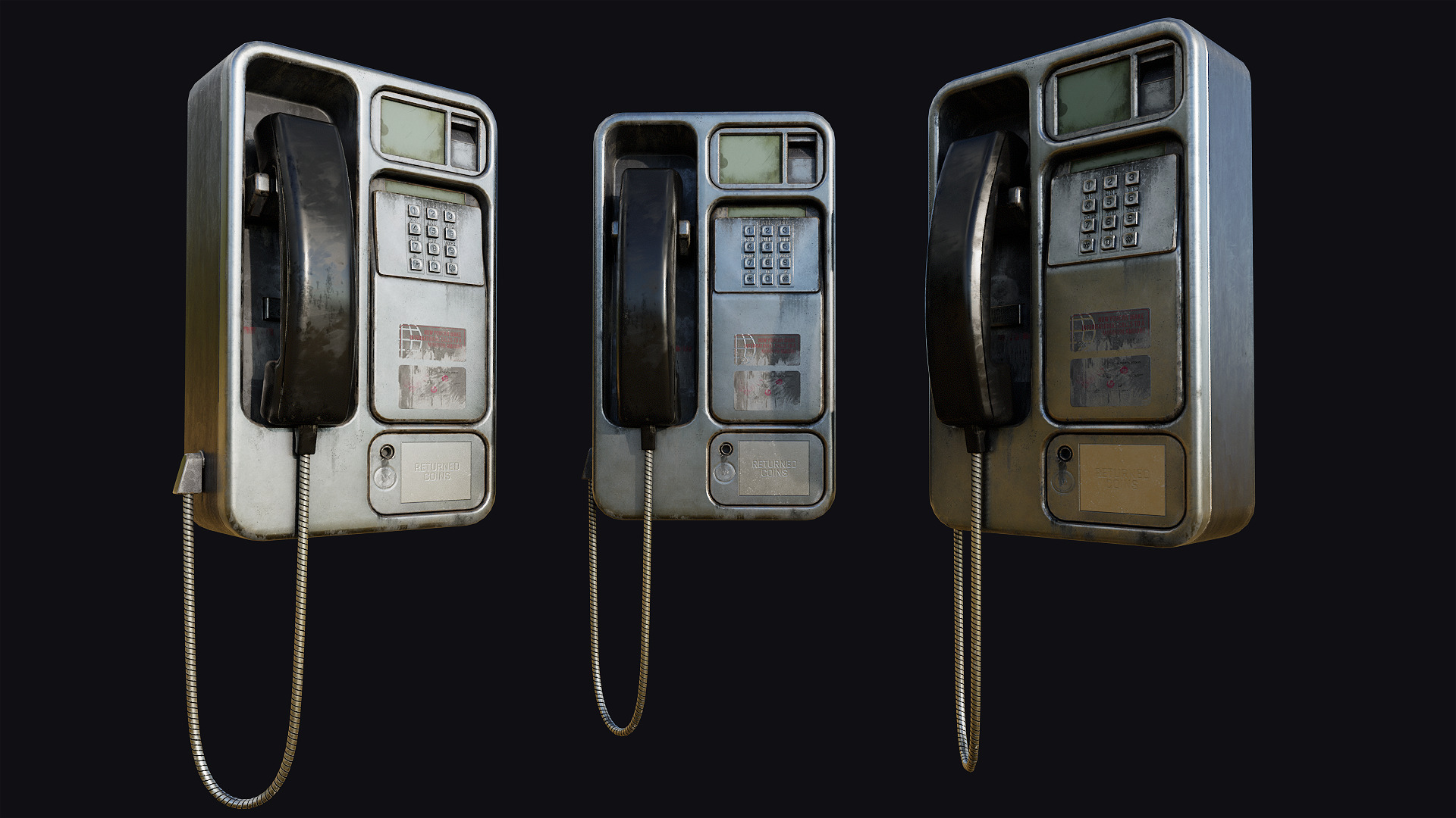 Realistic Payphone V2 Low-poly 3D model_2