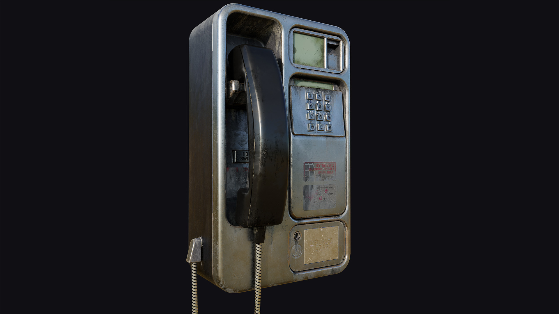 Realistic Payphone V2 Low-poly 3D model_3
