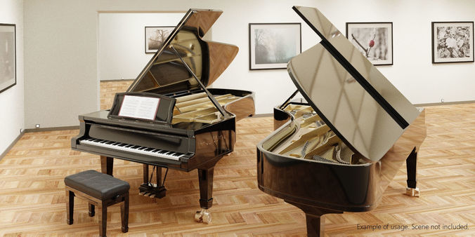 Grand Piano full detailed with Rig 3D model