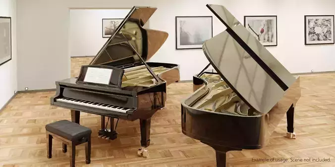 Grand Piano full detailed with Rig 3D model