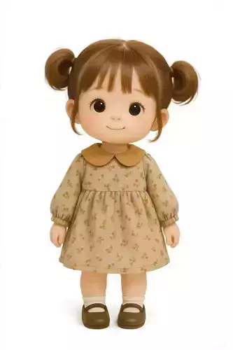 Adorable 3D Girl Doll - Ready-to-Use Blender File
