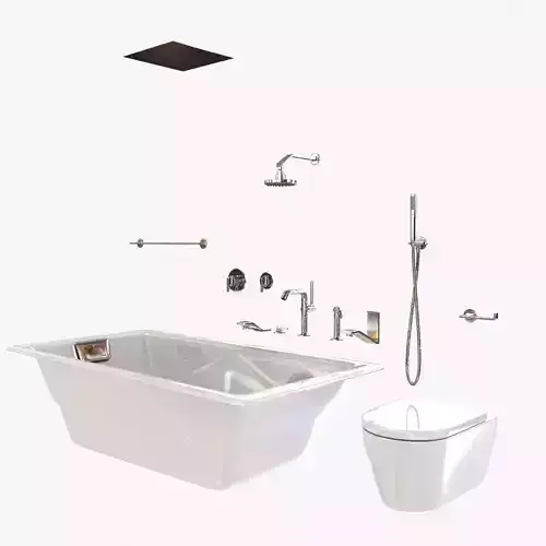 Waterworks plumbing fixtures  kohler bathtub  duravit toilet 3D model