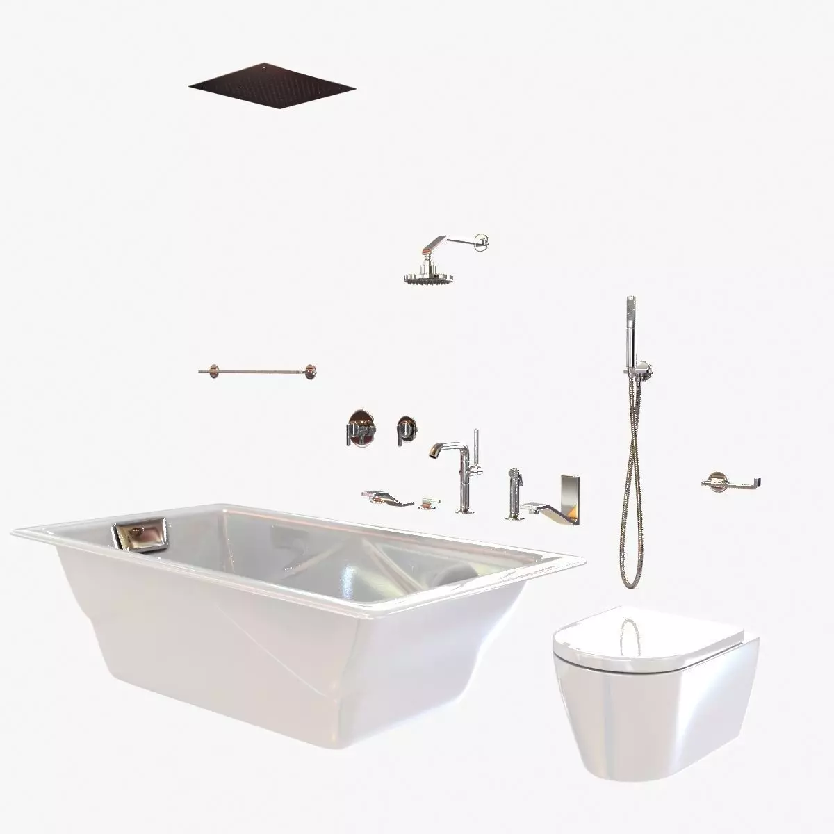 Waterworks plumbing fixtures  kohler bathtub  duravit toilet 3D model_0