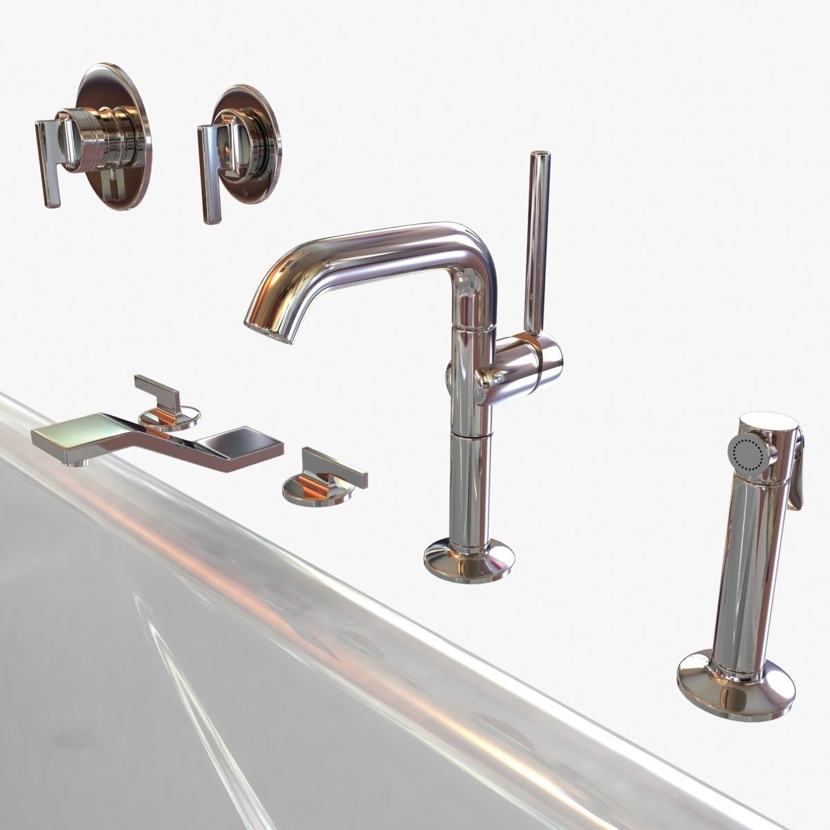 Waterworks plumbing fixtures  kohler bathtub  duravit toilet 3D model_8