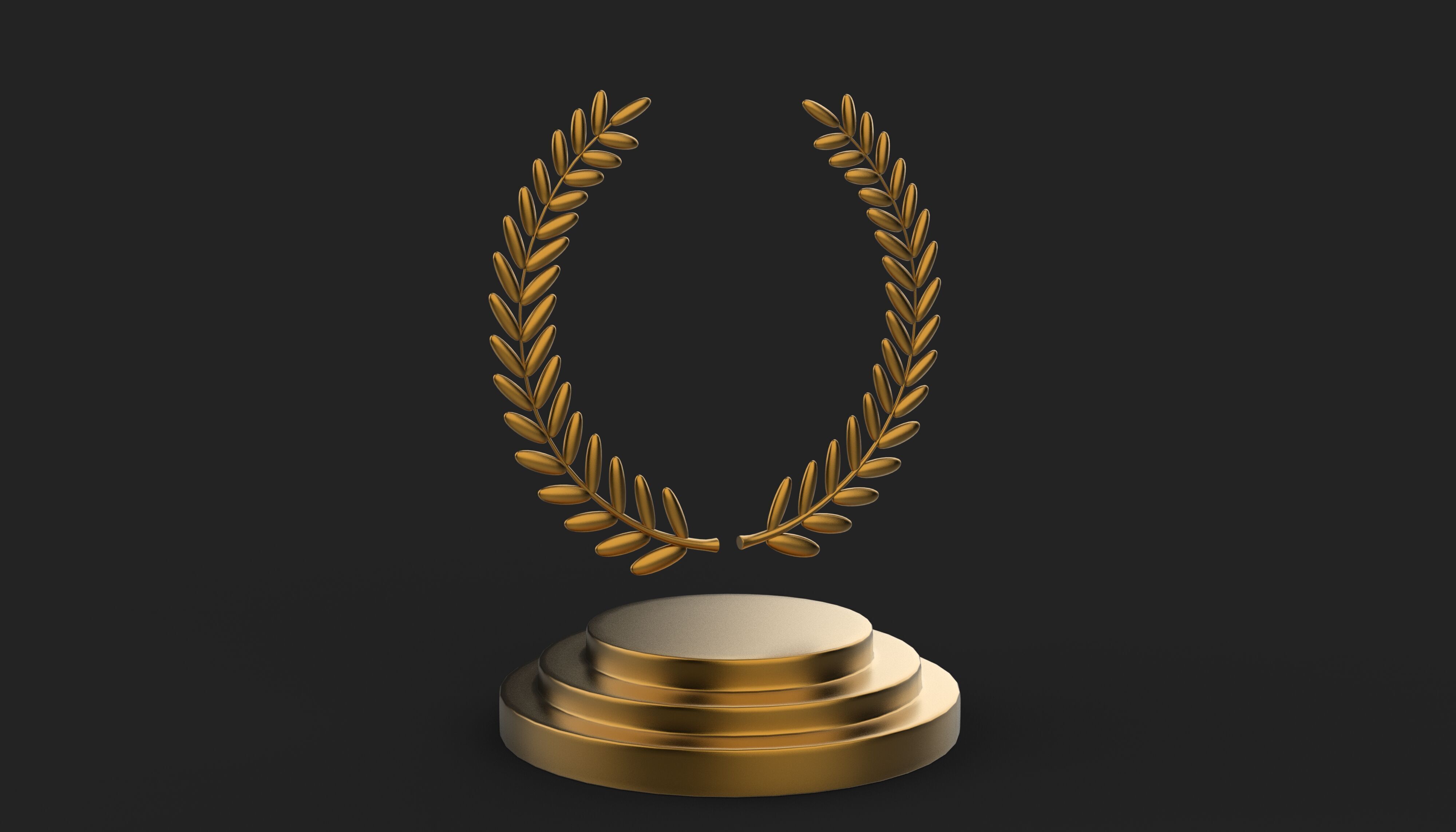 Winners podium laurel wreath 3D model_2