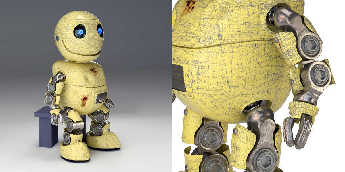 Friendly little robot rigged 3D model_1