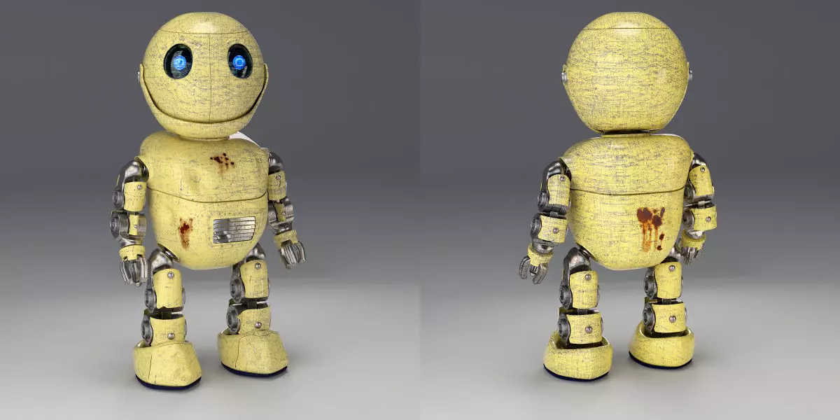 Friendly little robot rigged 3D model_0