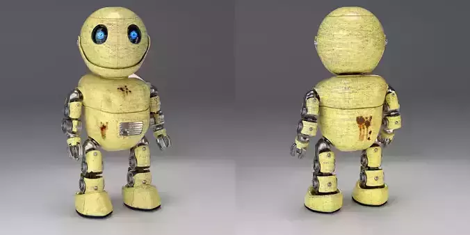 Friendly little robot rigged 3D model
