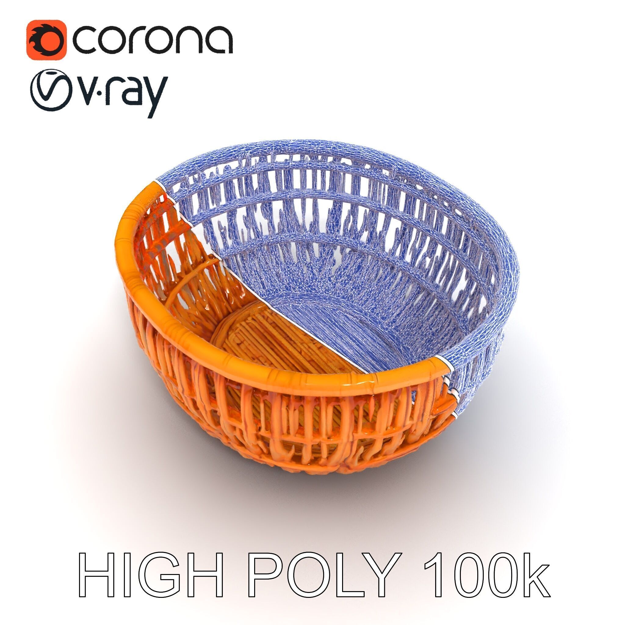 Wicker Basket D Model Pack Low-poly 3D model_10