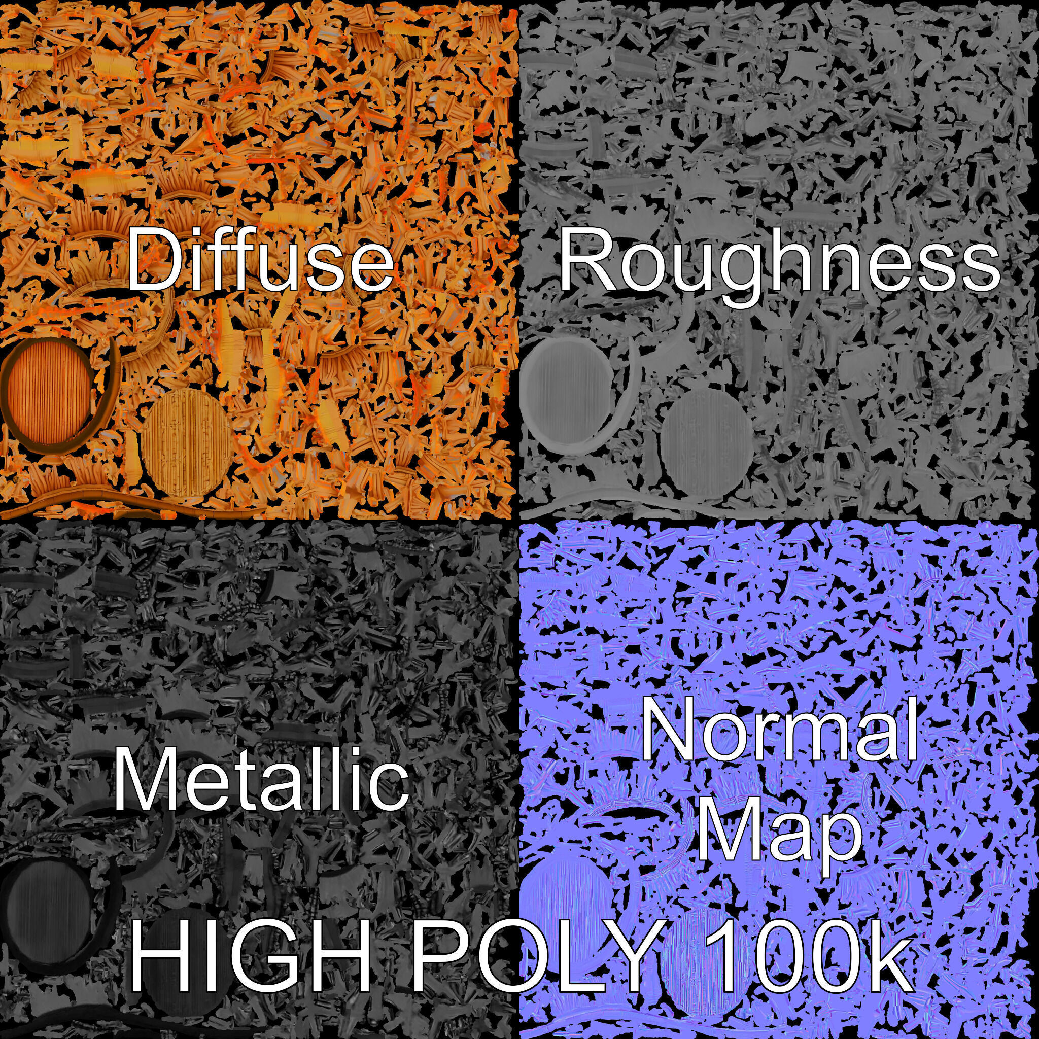 Wicker Basket D Model Pack Low-poly 3D model_2