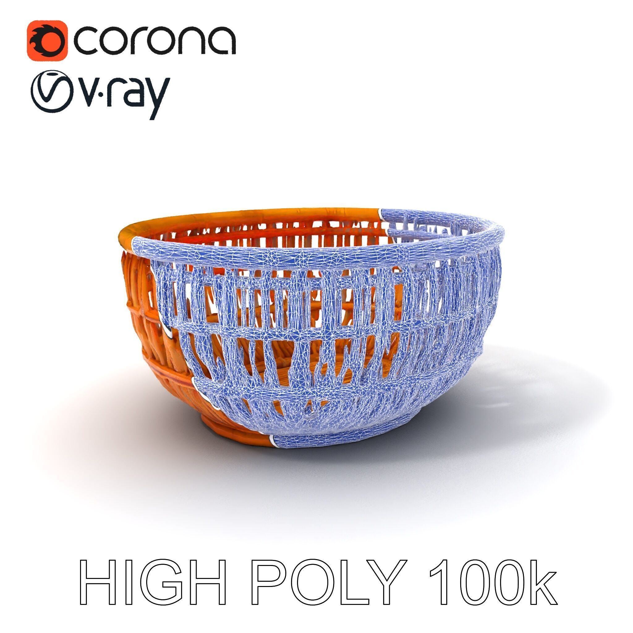 Wicker Basket D Model Pack Low-poly 3D model_4