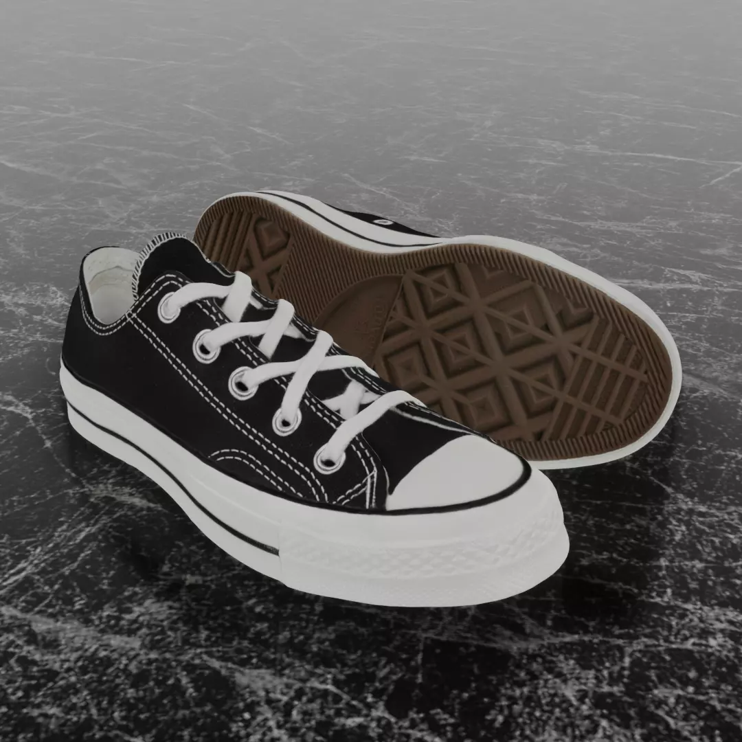 CONVERSE CHUCK 70 BLACK 3D SHOES Low-poly 3D model